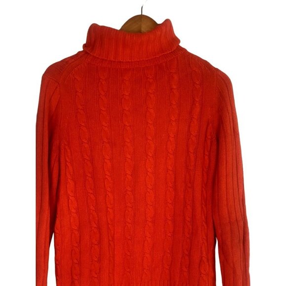 J.Crew Wool Cambridge Chunky Cable Knit Turtleneck Sweater Long Sleeve S Red - Picture 7 of 12